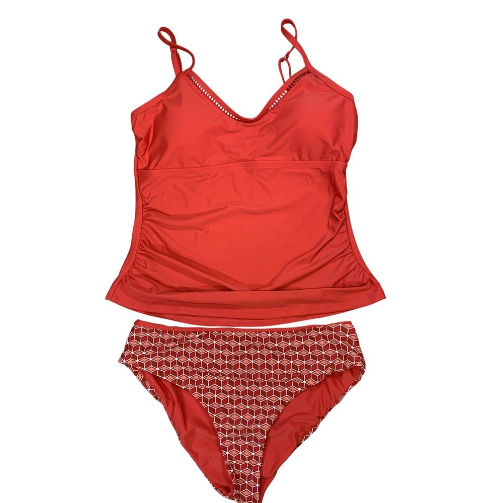 NWT Cupshe Burnt Orange Ruched Tankini Set Adjustable Straps Size Large